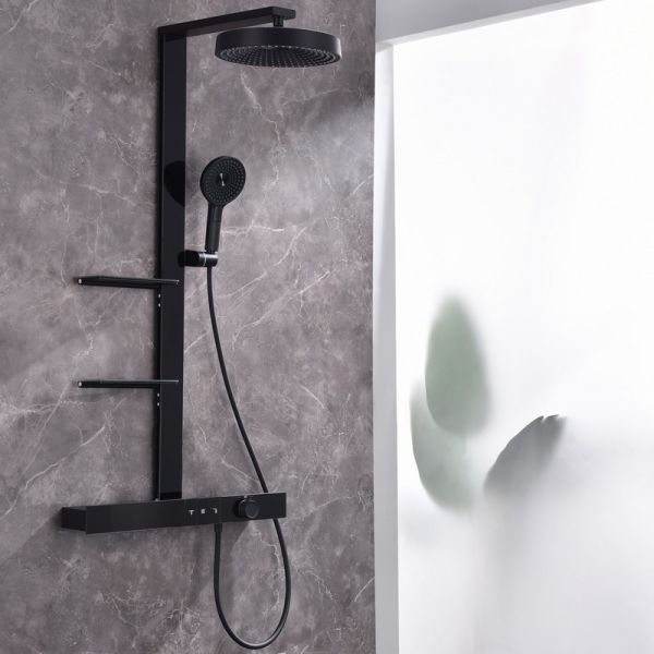 Душевая стойка Black&White Gravity 9005NMB с термостатом чёрный матовый