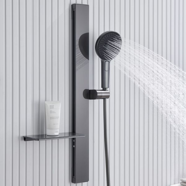 Душевой комплект Black&White Gravity 9025NGM с термостатом оружейная сталь