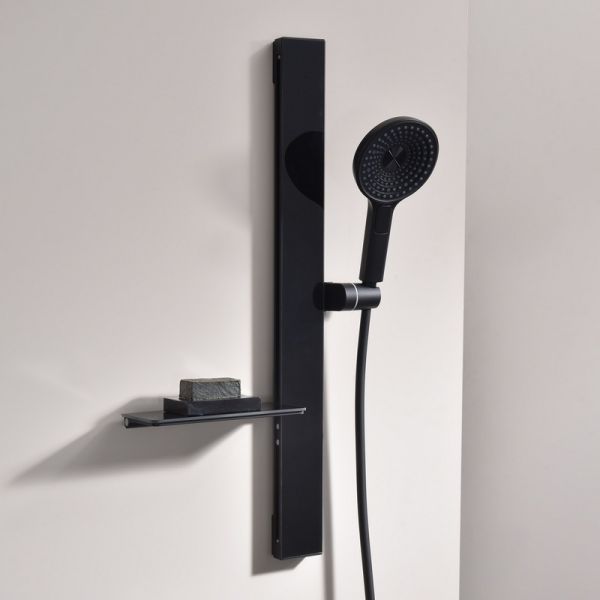 Душевой комплект Black&White Gravity 9025NMB с термостатом чёрный матовый