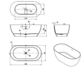 Ванна акриловая Vincea Solid Surface VBT-4S04MW-1600 160 x 80 см белая белая