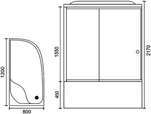 Душевая кабина Royal Bath BK левая стекло прозрачное 120x80см RB8120BK1-T-CH-L-EL