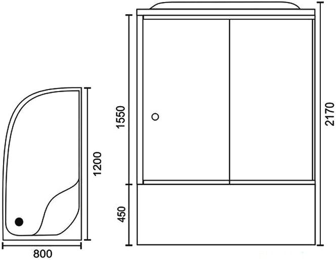 Душевая кабина Royal Bath BK правая стекло прозрачное 120x80см RB8120BK1-T-CH-R-EL
