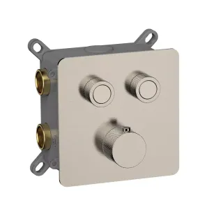 Встраиваемый смеситель-термостат на 2 источника AQUAme AQM8811BN с регулировкой напора никель брашированный