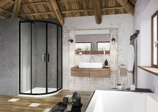 Душевой уголок Ravak Blix BLSCP4-90 X3BM70300Z1 90x90 см профиль чёрный стекло Transparent