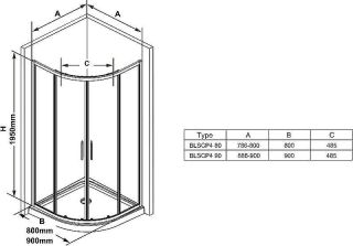 Душевой уголок Ravak Blix BLSCP4-80 X3BM40300Z1 80x80 см профиль чёрный стекло Transparent