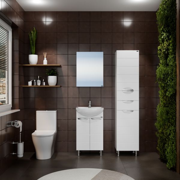 Напольный шкаф-пенал Санта Родос 506005 40 см с бельевой корзиной белый