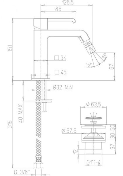 Смеситель для биде Paini Q 19CR306ESR хром