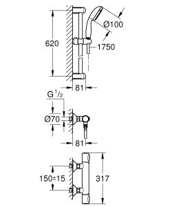 Термостатический смеситель с душевым гарнитуром Grohe Grohtherm 34796000 хром