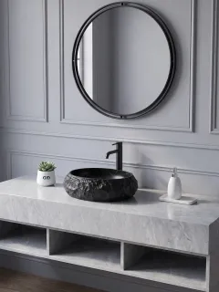 Раковина накладная Gid Montana 630-bs 54487 48 см искусственный камень черная