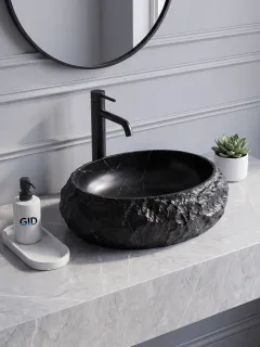 Раковина накладная Gid Montana 630-bs 54487 48 см искусственный камень черная