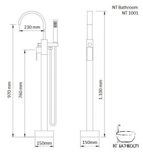 Напольный смеситель для ванны NT Bagno Nera C NT1001 хром