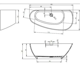 Ванна из искусственного камня Riho Granada B120001105 L 170x80см белый Ванна из искусственного камня Riho Granada B120001105 L 170x80см белый