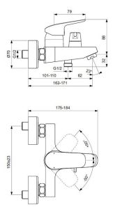 Смеситель для ванны и душа Ideal Standard Ceraflex B1740AA