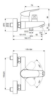 Смеситель для ванны и душа Ideal Standard Ceraflex B1740AA Смеситель для ванны и душа Ideal Standard Ceraflex B1740AA