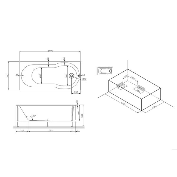 Акриловая ванна AM.PM X-JOY W88A-150-070W-A 150х70 см