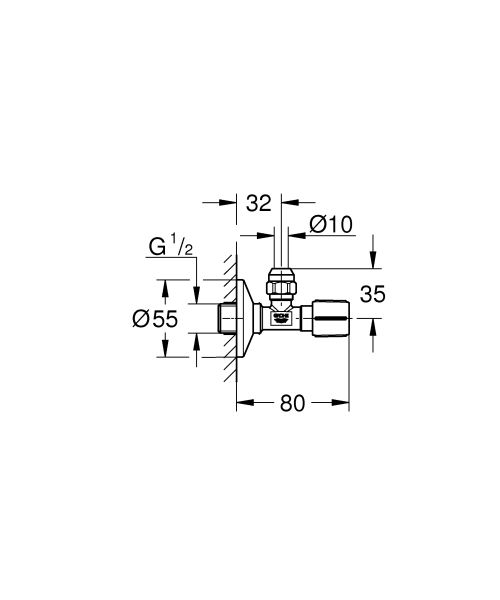 Вентиль угловой Grohe 22037000 для подключения смесителей хром