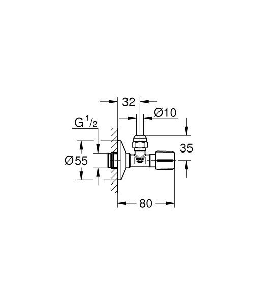 Вентиль угловой Grohe 22039000 для подключения смесителей хром