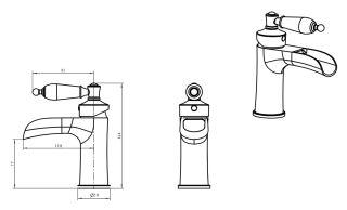 Смеситель для раковины Boheme Vogue хром Murano, шоколад_Комплект хром