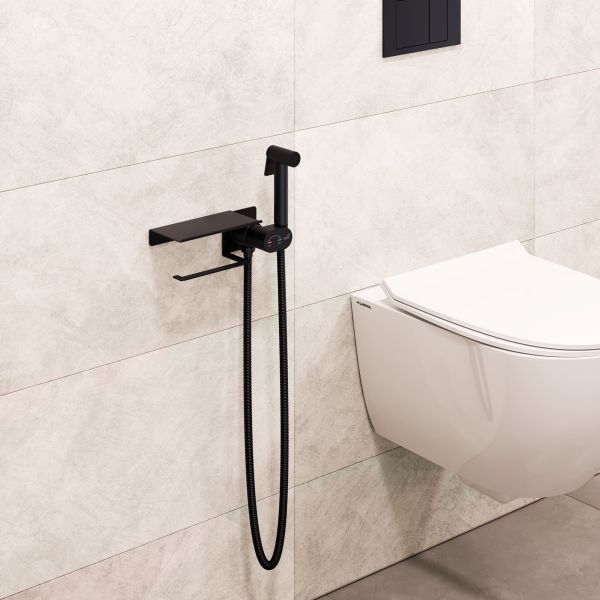 Гигиенический душ со смесителем RGW SP-221B 581408221-04 c полкой чёрный