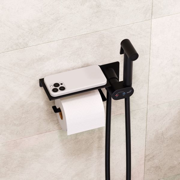 Гигиенический душ со смесителем RGW SP-221B 581408221-04 c полкой чёрный