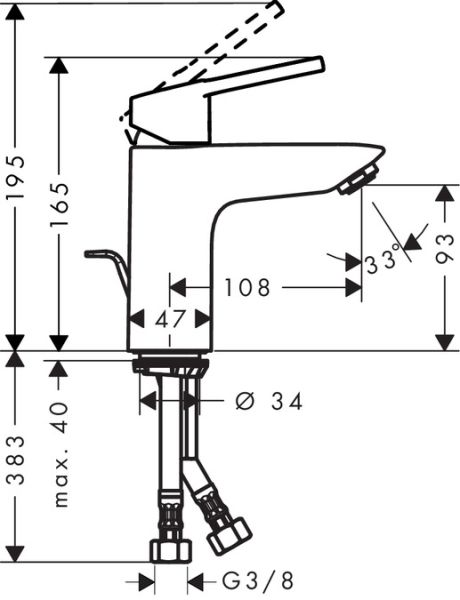 Смеситель Hansgrohe Logis Loop 71151000 для раковины с д/к Смеситель Hansgrohe Logis Loop 71151000 для раковины с д/к
