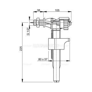 Впускной механизм AlcaPlast с боковой подводкой (для керамических бачков) A15-1/2" Впускной механизм AlcaPlast с боковой подводкой (для керамических бачков) A15-1/2"