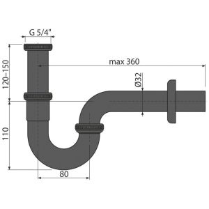 Сифон для раковины AlcaPlast черный матовый A4320BLACK