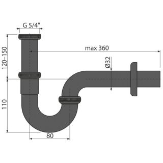 Сифон для раковины AlcaPlast черный матовый A4320BLACK Сифон для раковины AlcaPlast черный матовый A4320BLACK