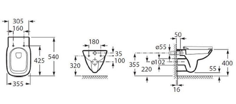 Комплект унитаза с инсталляцией Roca Debba Rimless 893104970 с сиденьем SoftClose без клавиши смыва