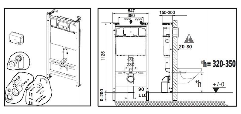 Комплект унитаза с инсталляцией Roca Debba Rimless 893104970 с сиденьем SoftClose без клавиши смыва