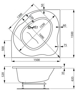 Акриловая ванна VagnerPlast Plejada VPBA150PLE3X-04 150см белый Акриловая ванна VagnerPlast Plejada VPBA150PLE3X-04 150см белый