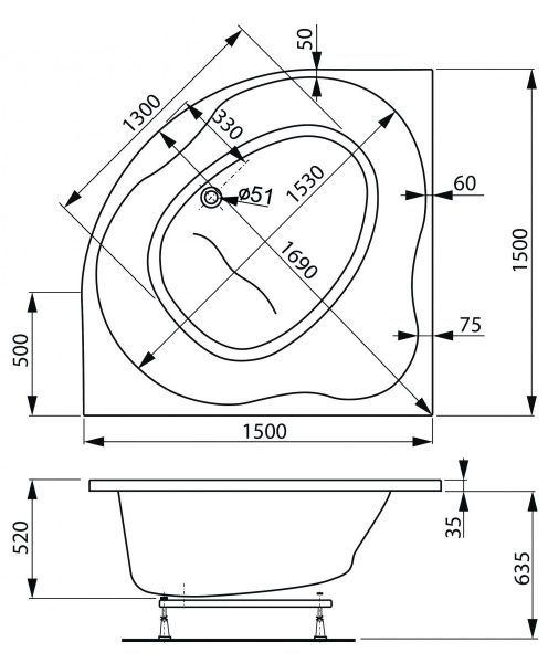 Акриловая ванна VagnerPlast Plejada VPBA150PLE3X-04 150см белый