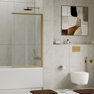 Шторка на ванну WasserKRAFT Schunter 82S02-100WS 100 см профиль золото матовое стекло прозрачное