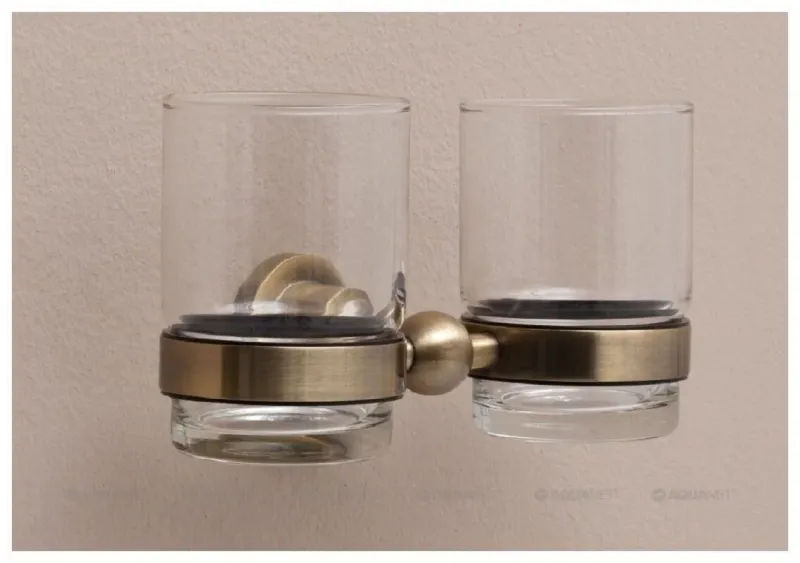 Стакан двойной с держателем Aquanet 189266 бронза