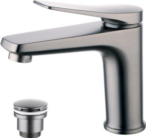 Смеситель для раковины Lemark Bronx LM3706GM с донным клапаном графит