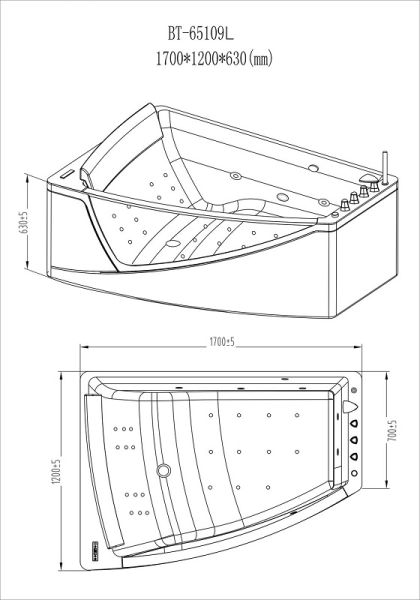 Акриловая ванна Orans BT 65 65109R0 170х120