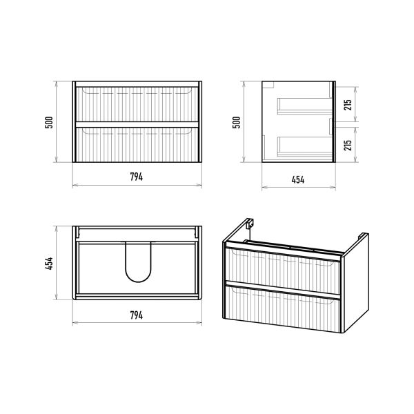 Подвесная тумба под раковину Brevita Riva 80 УТ000026198 белый