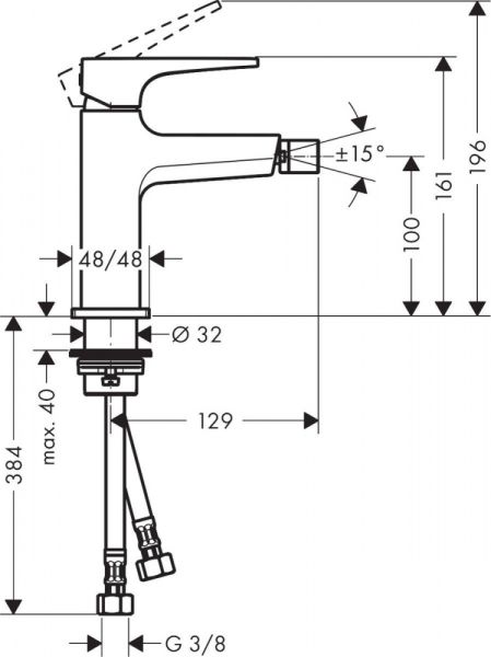 Смеситель для биде Hansgrohe Metropol 32520340 черный хром