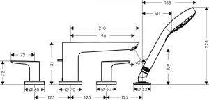 Смеситель Hansgrohe Talis E 71748140 на борт ванны шлифованная бронза