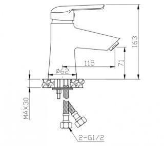 Смеситель для раковины Orange Tony M54-021gr графит