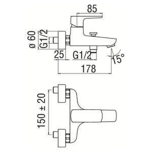 Смеситель Nobili Acquaviva VV103110/1BM для ванны черный