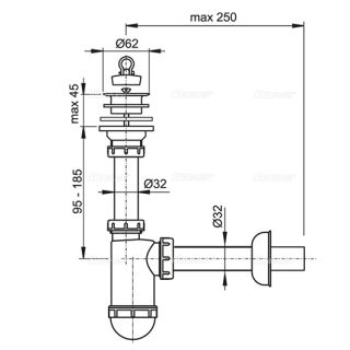 Сифон для раковины AlcaPlast ?32 с пластмассовой решеткой ?63 A421 Сифон для раковины AlcaPlast ?32 с пластмассовой решеткой ?63 A421