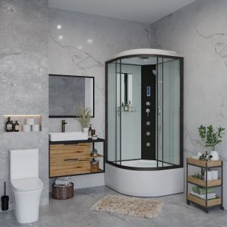 Душевая кабина Niagara NG-6708-14F с гидромассажем 90x90см чёрный/прозрачное