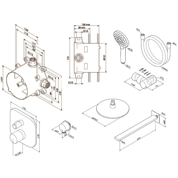Душевая система AM.PM FM005RH00 с термостатом Хром