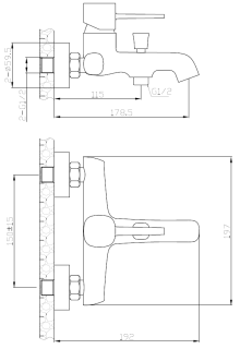 Смеситель для ванны/душа Orange Karl M05-100cr Смеситель для ванны/душа Orange Karl M05-100cr