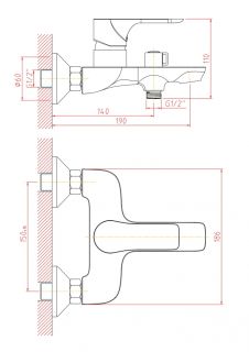 Смеситель для ванны/душа Orange Aristo M19-100b черный Смеситель для ванны/душа Orange Aristo M19-100b черный