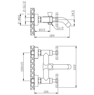 Смеситель для ванны Orange Mia M34-100gr графит Смеситель для ванны Orange Mia M34-100gr графит