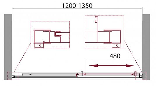 Душевая дверь, хром BelBagno UNIQUE-BF-1-120/135-C-Cr