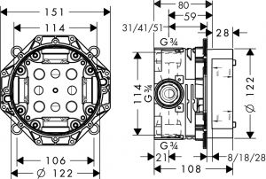 Hansgrohe Ibox universal 01800180 скрытая часть