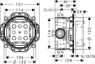 Hansgrohe Ibox universal 01800180 скрытая часть Hansgrohe Ibox universal 01800180 скрытая часть